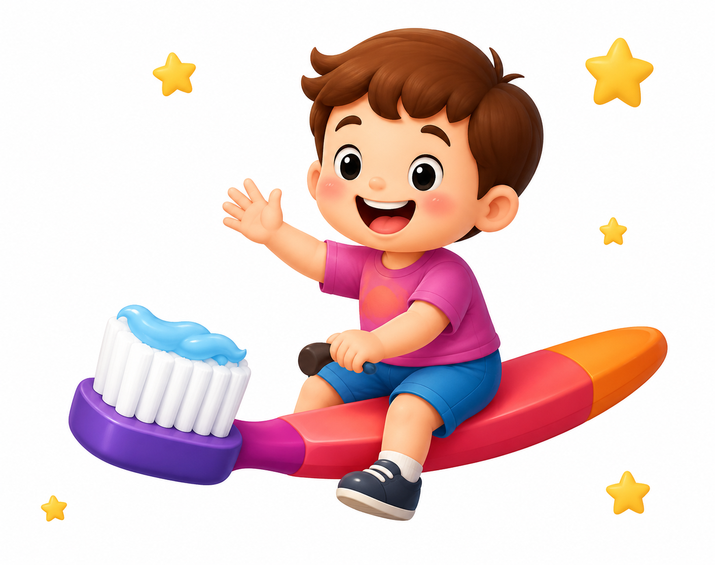 Kid on toothbrush